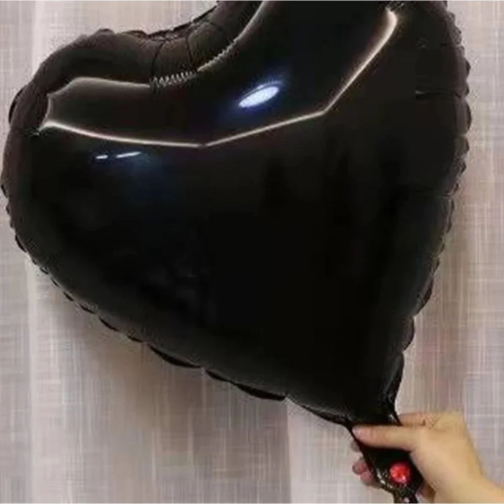 Valentine's decoration bundle of 10 black color foil‎ heart shape ballons love